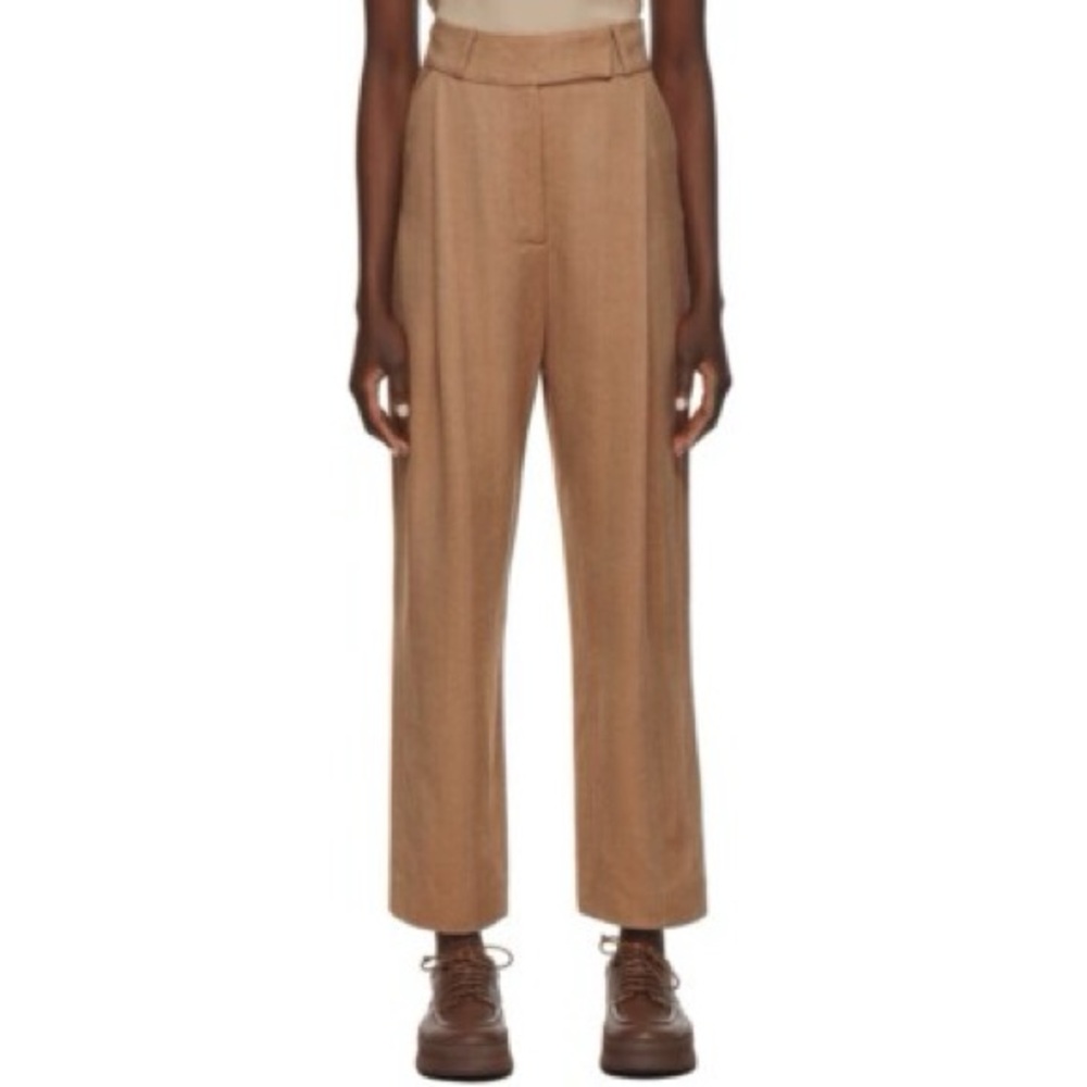 Toteme Deep Pleat Trousers in Buttermilk Herringbone Size 38